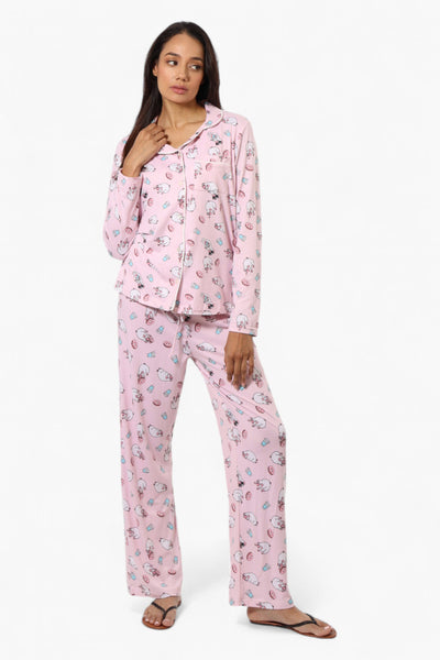 Canada Weather Gear Pug Pattern Wide Leg Pajama Pants - Pink - Womens Pajamas - Fairweather