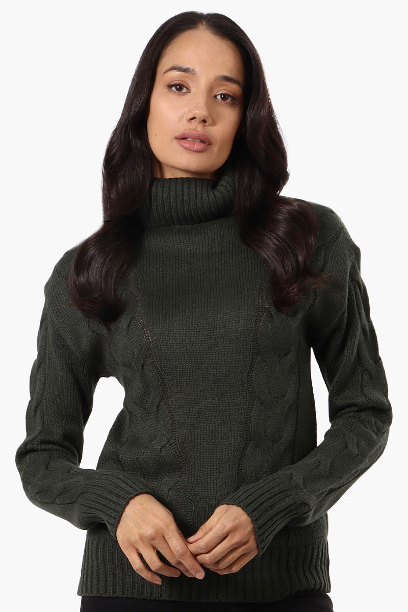 Beechers Brook Knit Turtleneck Pullover Sweater - Olive - Womens Pullover Sweaters - Fairweather