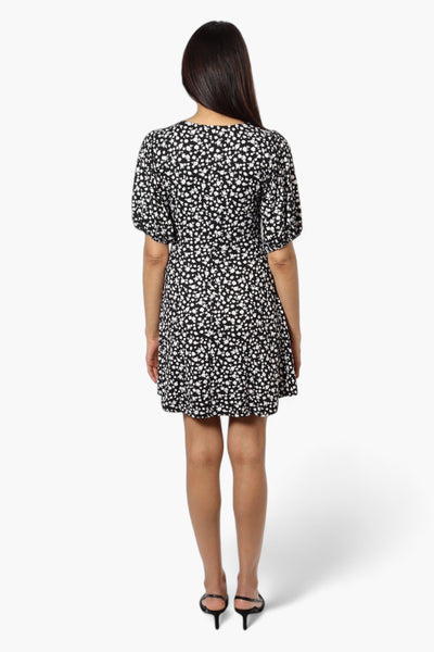 International INC Company Floral Square Neck Day Dress - Black - Womens Day Dresses - Fairweather