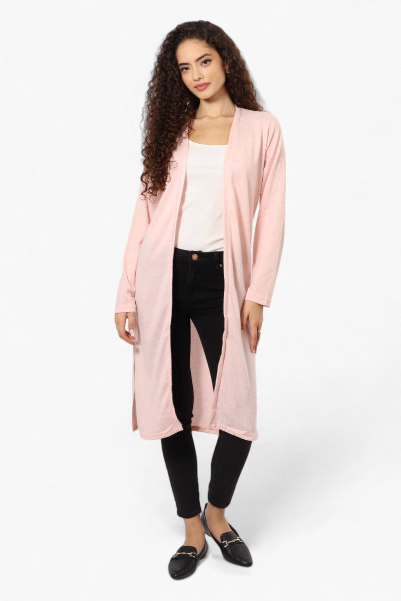 Runaway Bay Long Sleeve Side Slit Duster Cardigan - Pink - Womens Cardigans - Fairweather