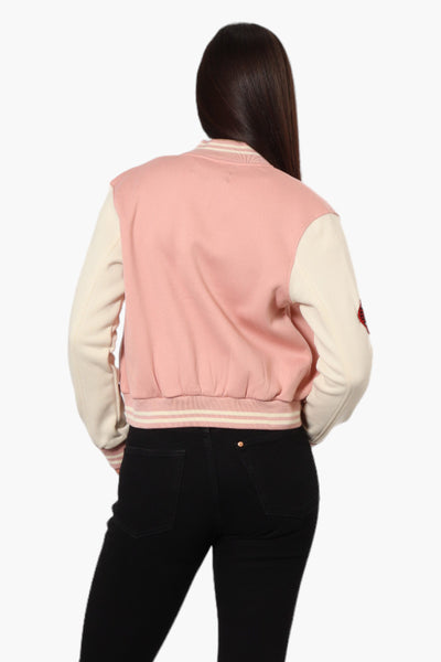 Canada Weather Gear Contrast Sleeve Varsity Lightweight Jacket - Pink - Womens Lightweight Jackets - Fairweather