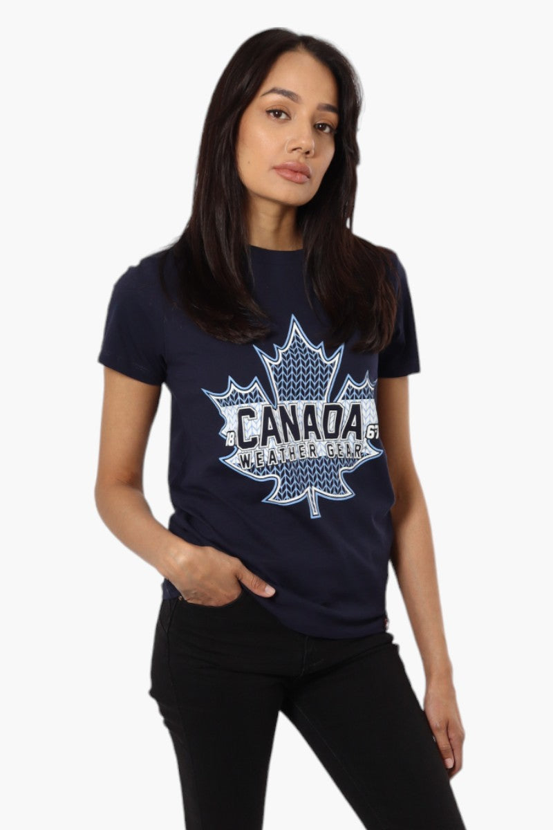 Canada Weather Gear Maple Leaf Print Tee - Navy - Womens Tees & Tank Tops - Fairweather