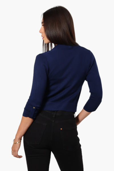 Impress Roll Up Sleeve Open Shrug Cardigan - Navy - Womens Cardigans - Fairweather