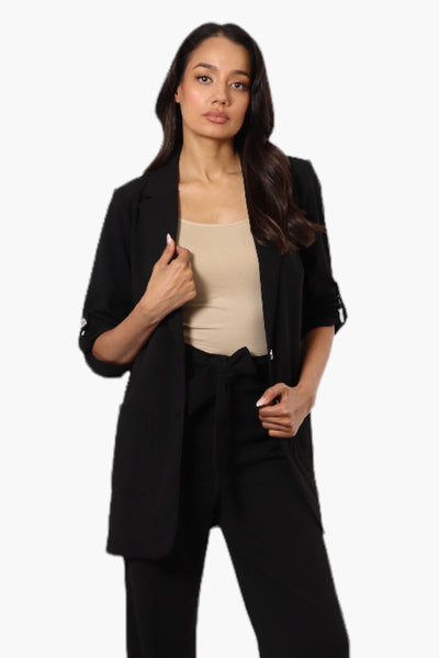 Limite Roll Up Sleeve 2 Button Blazer - Black - Womens Blazers - Fairweather