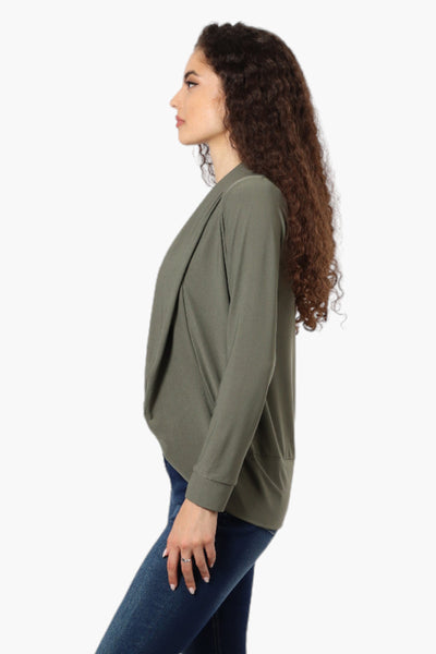 International INC Company Long Sleeve Open Wrap Cardigan - Olive - Womens Cardigans - Fairweather