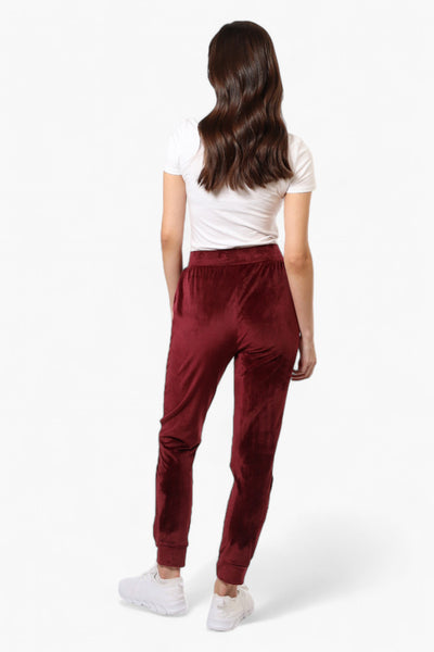 Mikk Tie Waist Velour Plush Pajama Pants - Burgundy - Womens Pajamas - Fairweather