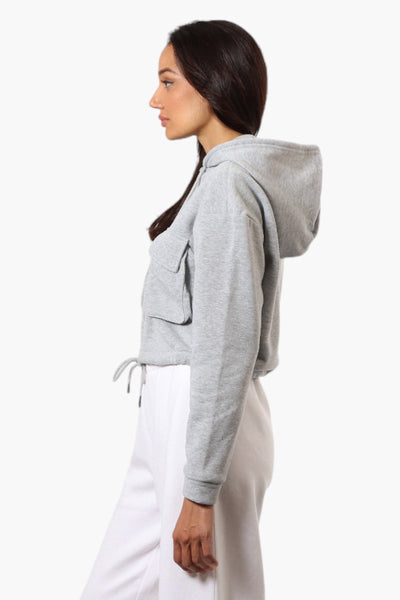 Fahrenheit Cropped Front Flap Pocket Hoodie - Grey - Womens Hoodies & Sweatshirts - Fairweather