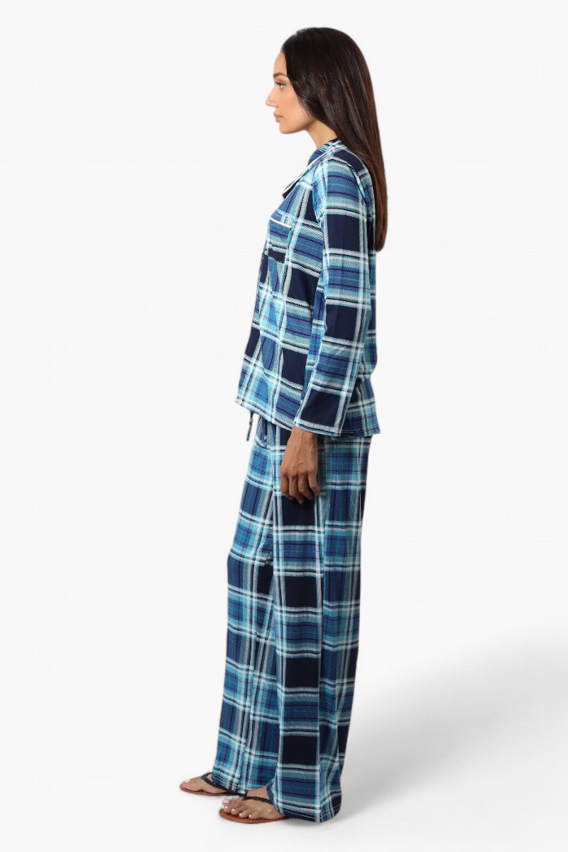 Canada Weather Gear Plaid Wide Leg Pajama Pants - Blue - Womens Pajamas - Fairweather