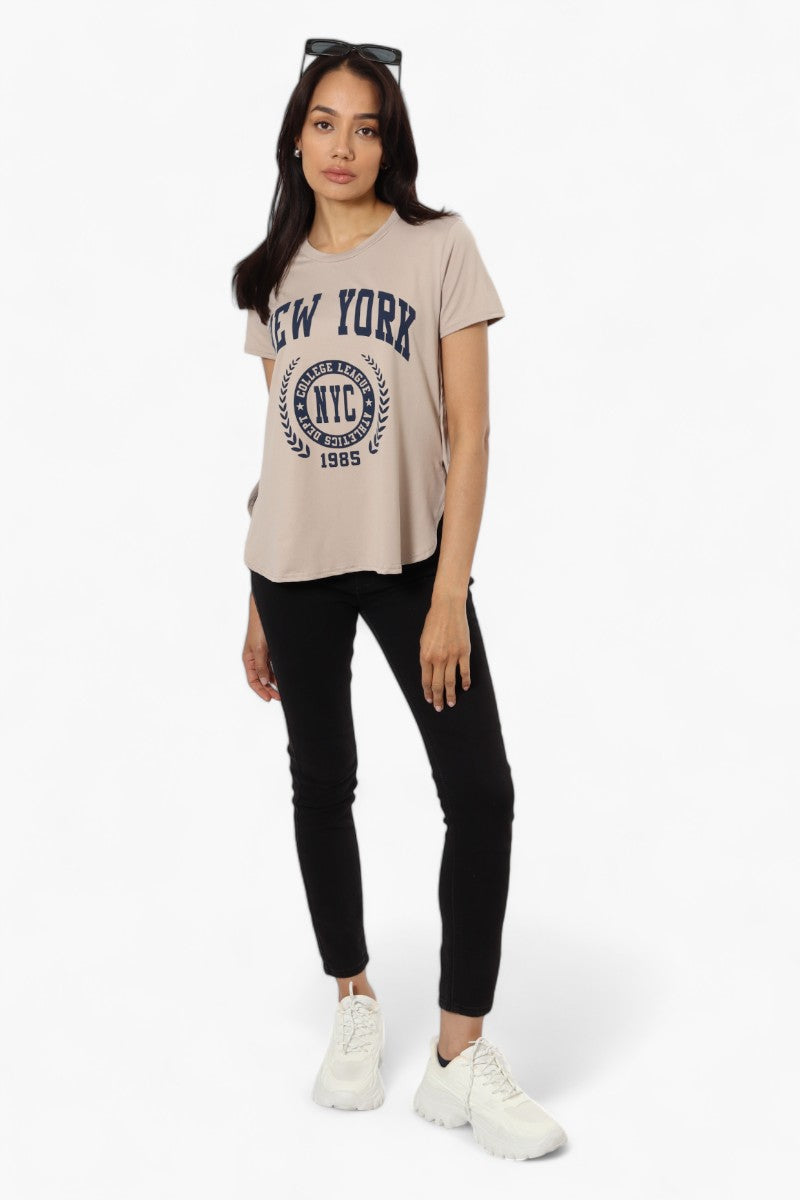 Magazine New York Print Tee - Taupe - Womens Tees & Tank Tops - Fairweather