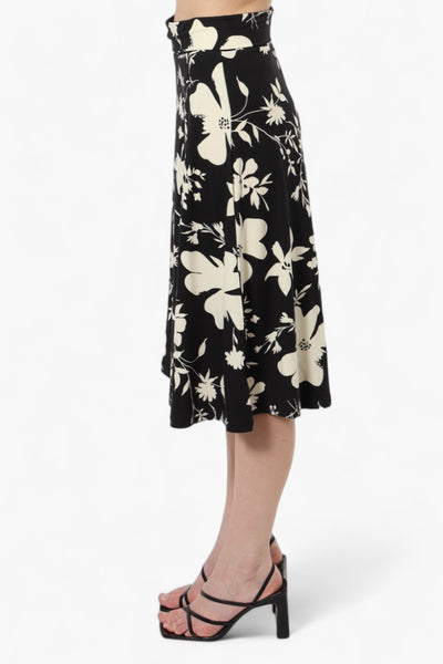 Majora Floral High Waisted Midi Skirt - Black - Womens Skirts - Fairweather