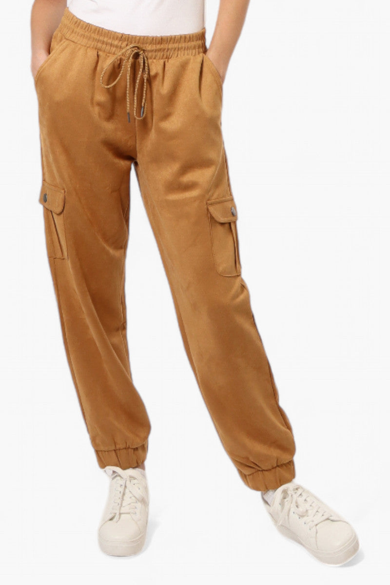 Beechers Brook Tie Waist Suede Cargo Jogger Pants - Caramel - Womens Pants - Fairweather