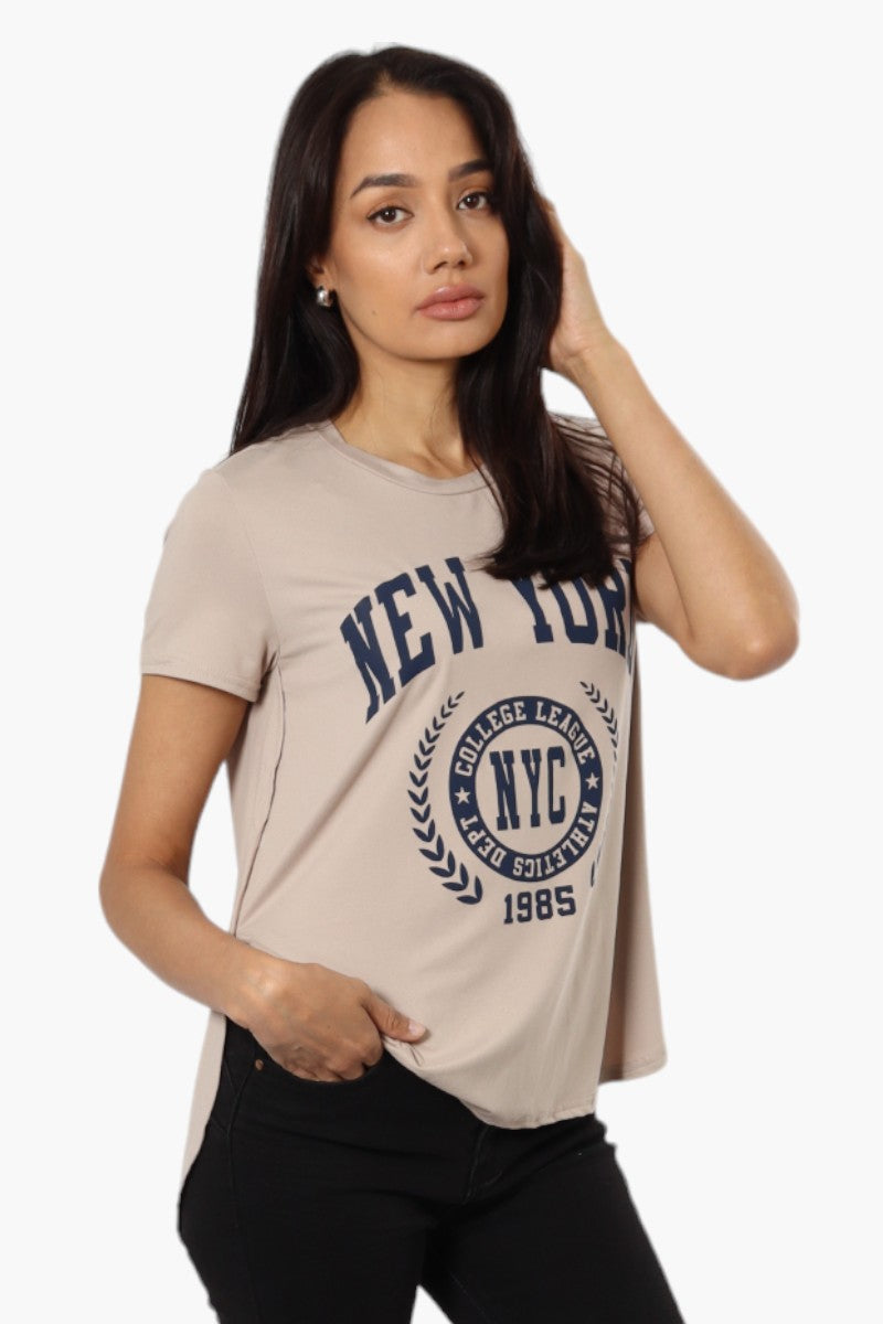 Magazine New York Print Tee - Taupe - Womens Tees & Tank Tops - Fairweather