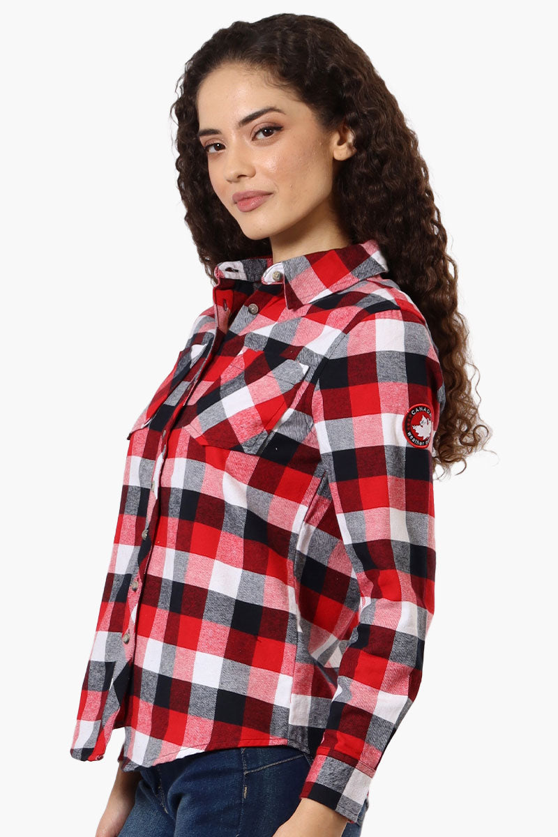 Canada Weather Gear Flannel Button Up Shirt - Red - Womens Shirts & Blouses - Fairweather