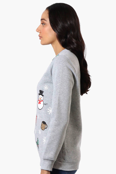 Ugly Christmas Sweater Festive Print Christmas Sweater - Grey - Womens Christmas Sweaters - Fairweather