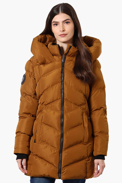 Canada Weather Gear Chevron Quilted Puffer Parka Jacket - Brown - Womens Parka Jackets - Fairweather