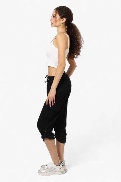 Impress Solid Tie Waist Cargo Pants - Black - Womens Pants - Fairweather