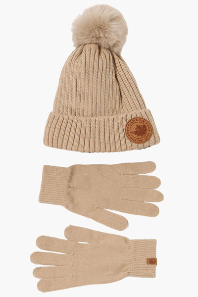 Canada Weather Gear Gloves Pom Pom Hat Set - Beige - Womens Hats - Fairweather