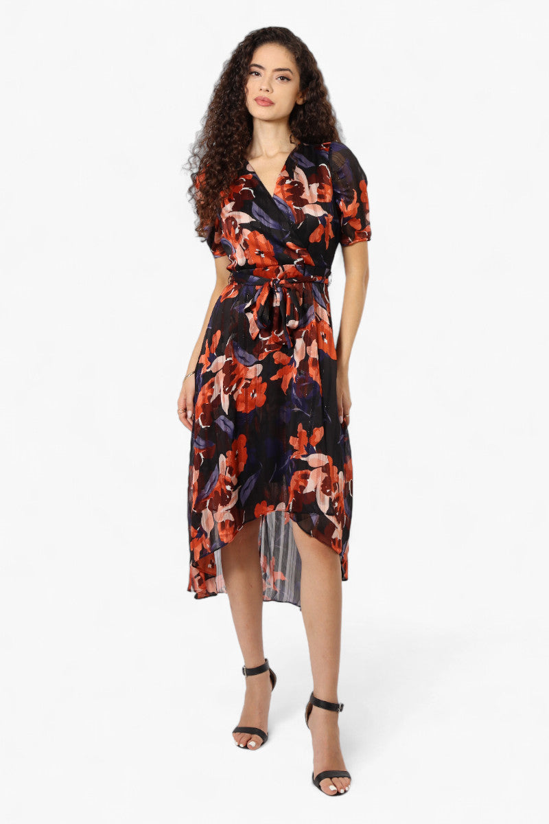 Limite Floral Belted Crossover Maxi Dress - Navy - Womens Maxi Dresses - Fairweather