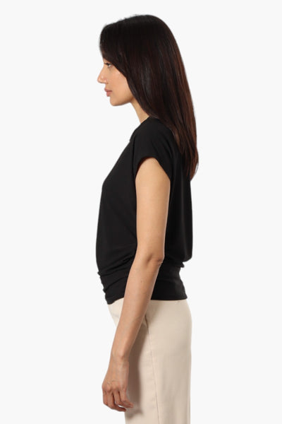 Beechers Brook Cap Sleeve Necklace Blouse - Black - Womens Shirts & Blouses - Fairweather