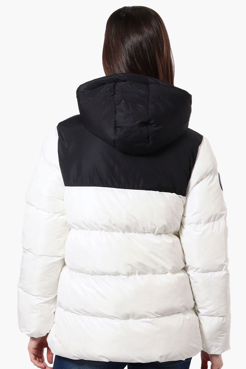 Super Triple Goose Sherpa Lined Bubble Bomber Jacket - White - Womens Bomber Jackets - Fairweather