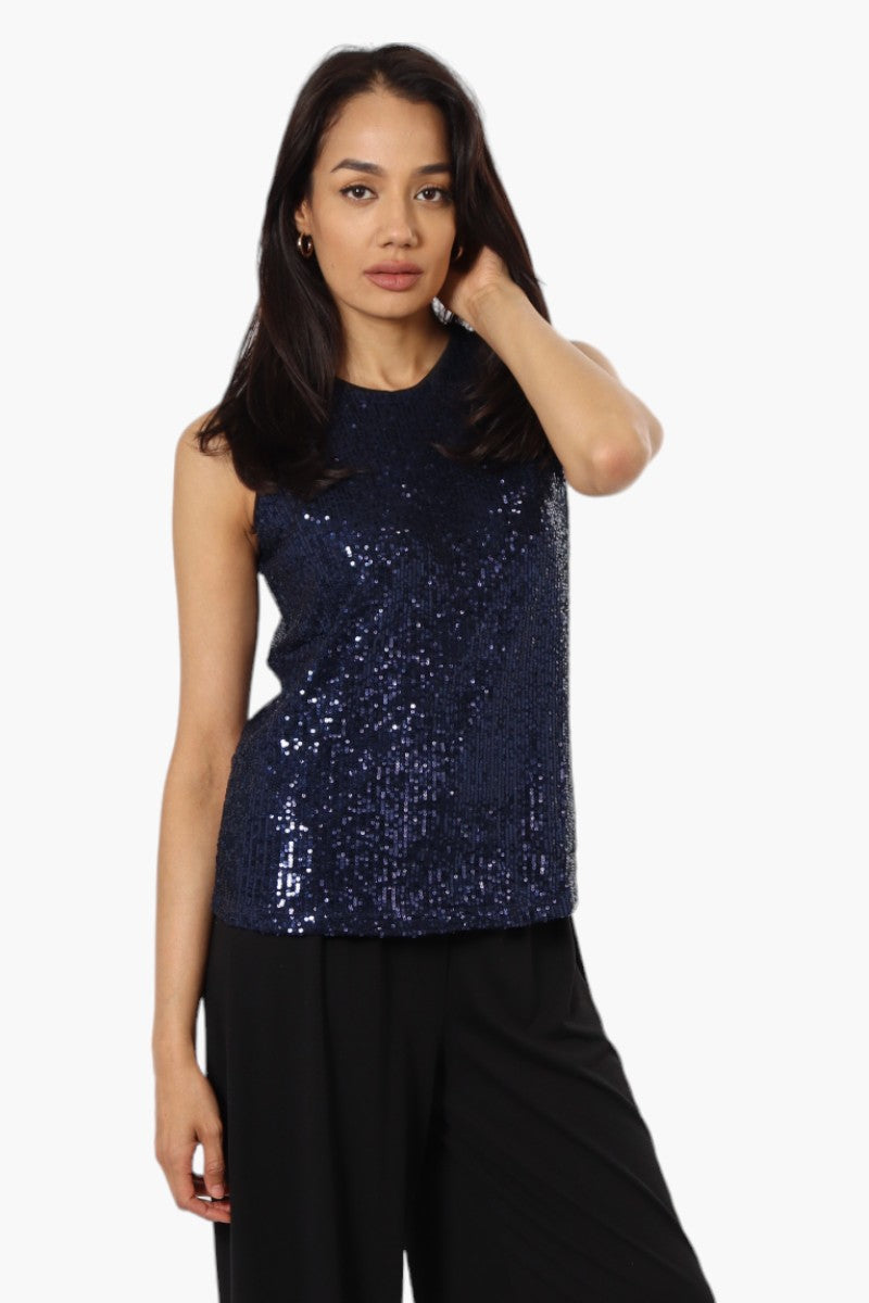 Limite Sequin Tank Top - Navy - Womens Tees & Tank Tops - Fairweather