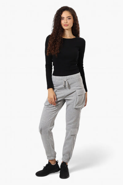 Fahrenheit Tie Waist 4 Pocket Cargo Joggers - Grey - Womens Joggers & Sweatpants - Fairweather